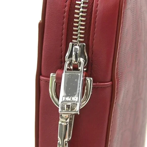 Auth Christian Dior Crossbody Shoulder Bag Red Leather/Silvertone - Picture 8 of 13